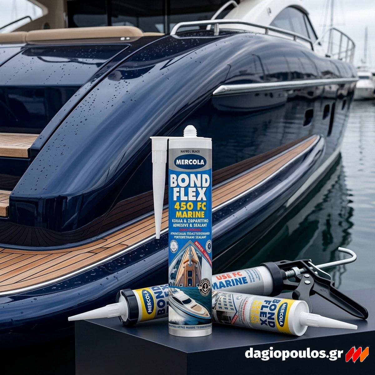 Mercola Bondflex 450 FC MARINE Σφραγιστικό - Συγκολλητικό Πολυουρεθάνης Ναυτιλιακών Προδιαγραφών - Πολλαπλών Χρήσεων ΜΑΥΡΗ