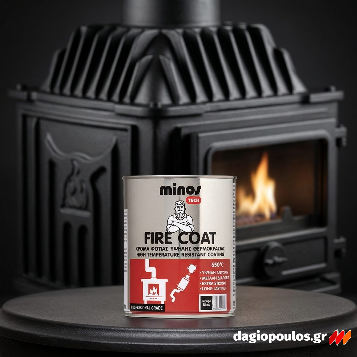 Mercola Minos Fire Coat Βερνικόχρωμα Υψηλής Θερμοκρασίας 650°C ΜΑΥΡΟ