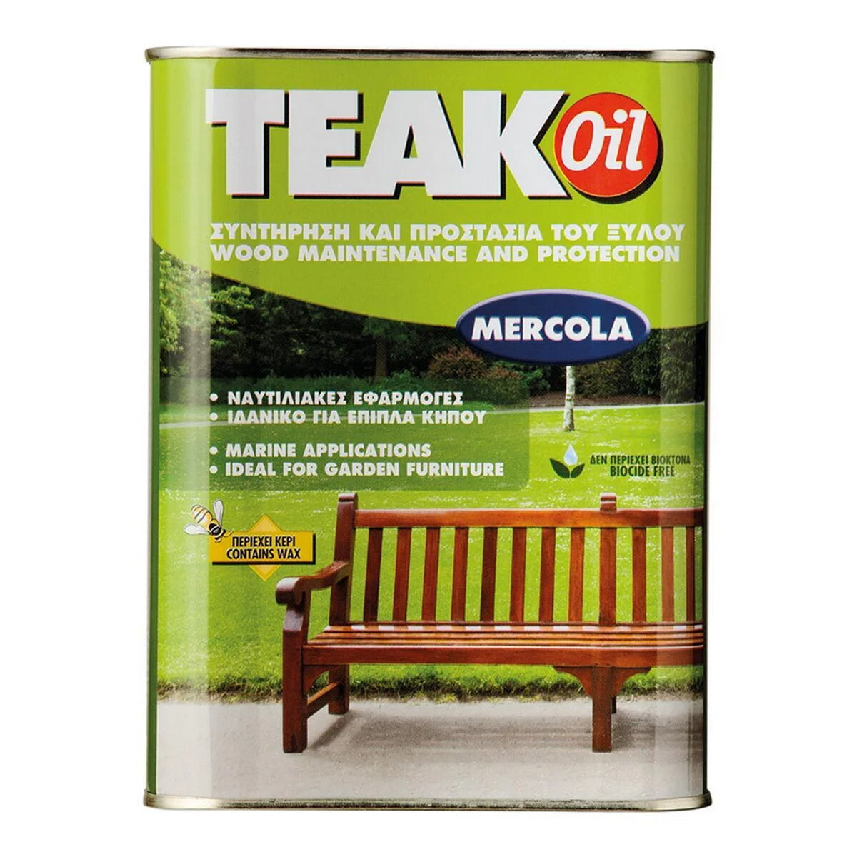 Mercola Teak Oil Renovator Λάδι Συντήρησης & Προστασίας Ξύλων & Επίπλων Κήπου Ματ THK