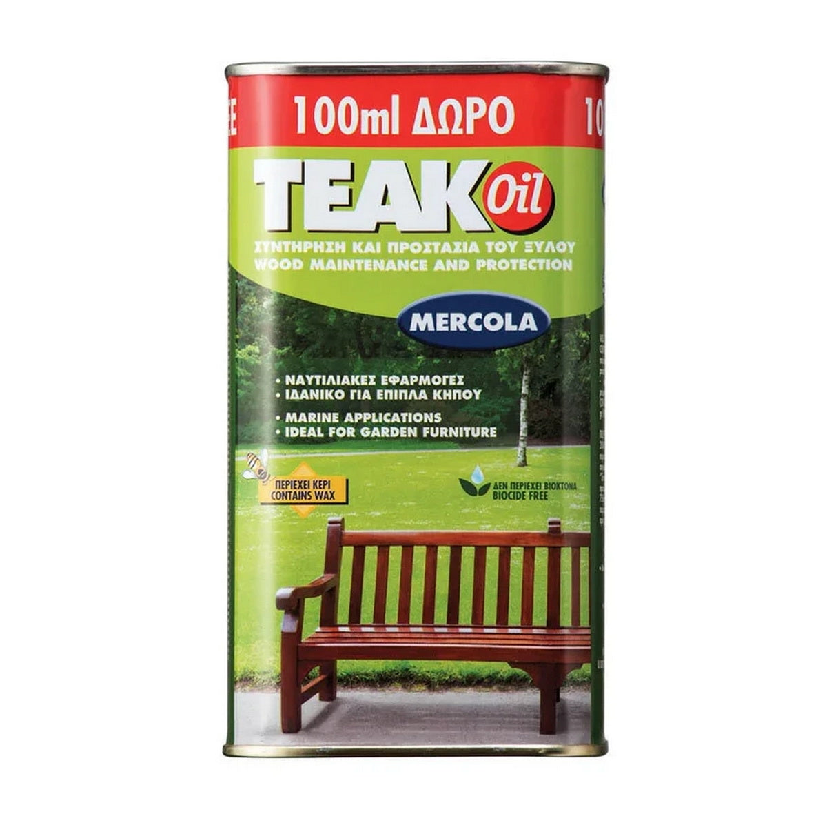 Mercola Teak Oil Renovator Λάδι Συντήρησης & Προστασίας Ξύλων & Επίπλων Κήπου Ματ THK