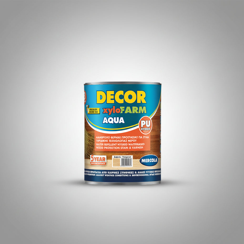 Mercola DECOR XYLOFARM AQUA Bερνίκι Eμποτισμού Εξωτερικών Ξύλων Νερού ΔΙΑΦΑΝΕΣ