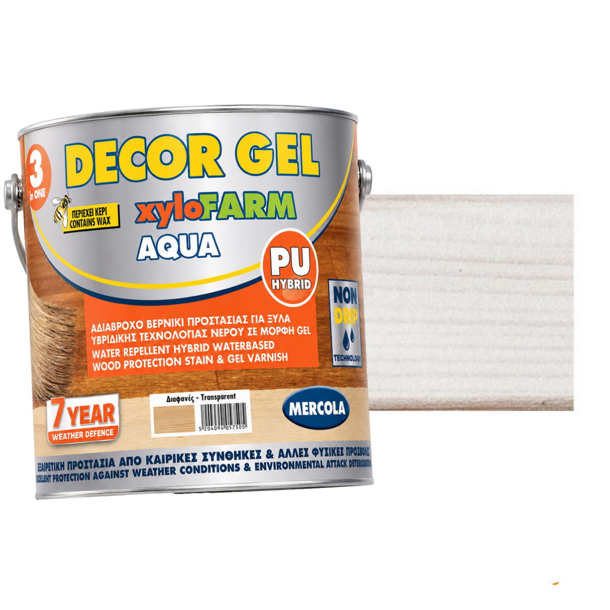 Mercola Xylofarm Aqua Gel Βερνίκι Εμποτισμού Ξύλου Υβριδικής Τεχνολογίας Πολυουρεθάνης Νερού GEL Λευκό