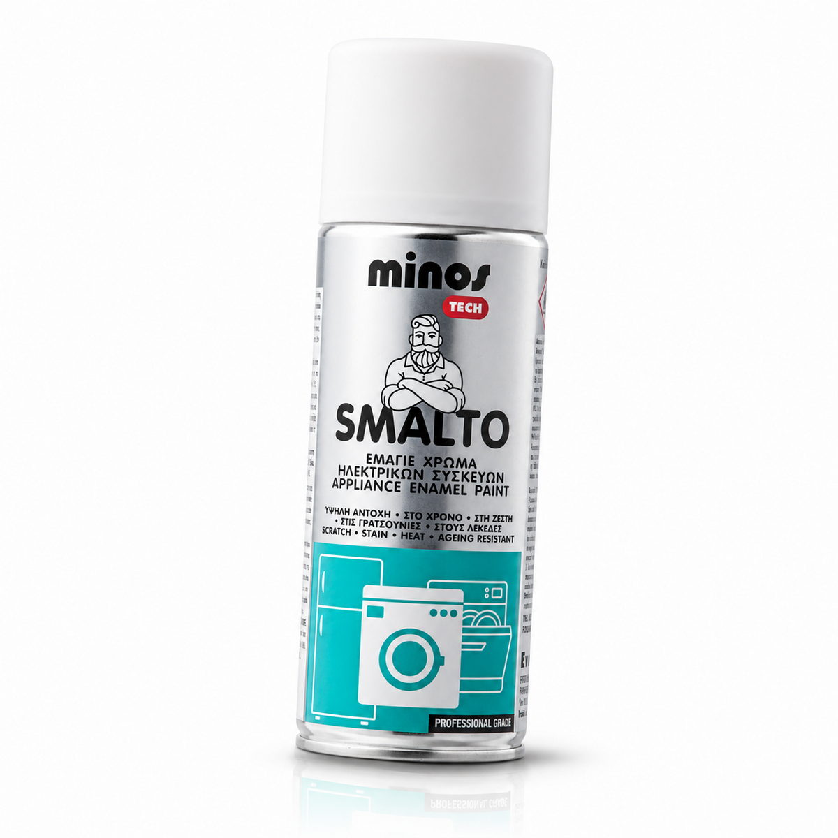 Minos Smalto Spray Ταχυστέγνωτο Εμαγιέ Χρώμα Κατάλληλο για Βαφή Λευκών Οικιακών Ηλεκτρικών Συσκευών