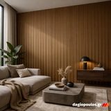 Πηχάκι Διπλό Τελειώματος Για 3D Wall Panel MDF Beat ST 508090 Pecan 16mm x 77mm 2.75mtr