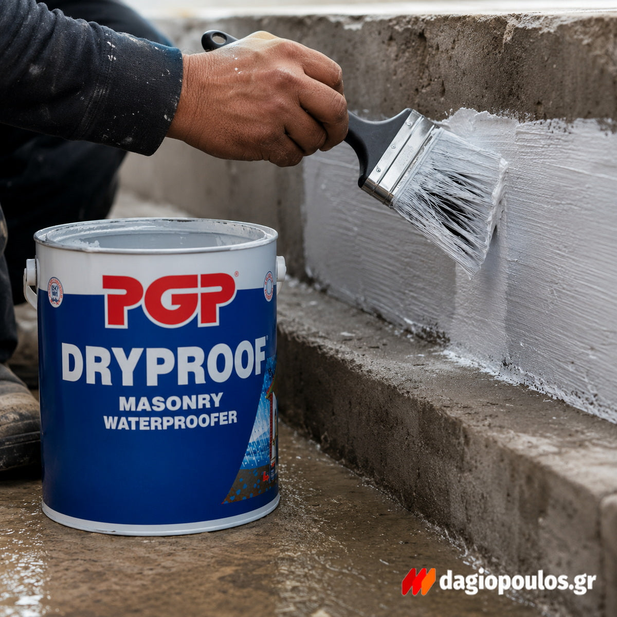 PGP Dryproof Masonry Waterproofer Επαλειφόμενο Μονωτικό Διαλύτου Εξωτερικής Εσωτερικής & Αρνητικής Υγρασίας ΛΕΥΚΟ