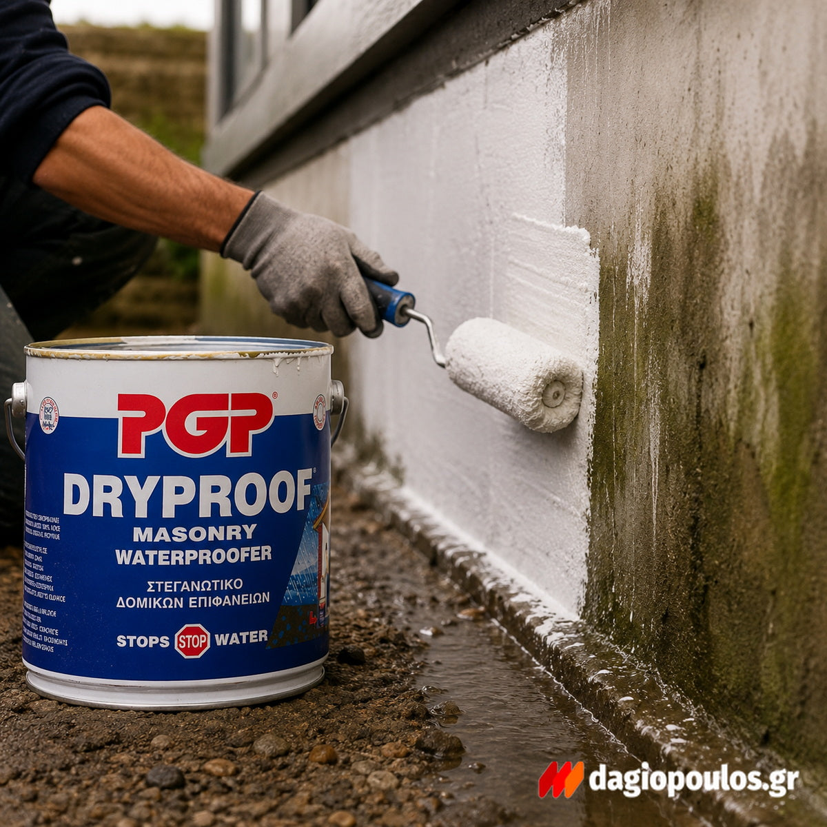 PGP Dryproof Masonry Waterproofer Επαλειφόμενο Μονωτικό Διαλύτου Εξωτερικής Εσωτερικής & Αρνητικής Υγρασίας ΛΕΥΚΟ