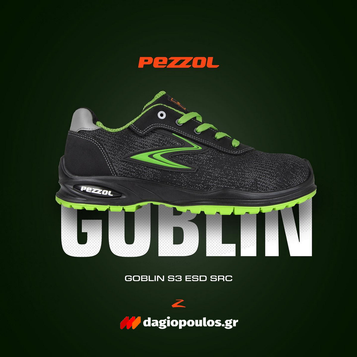 Pezzol Goblin S3S FO SR ESD Παπούτσια Ασφαλείας Εργαζομένων Χαμηλά Με Προστασία Ιταλίας