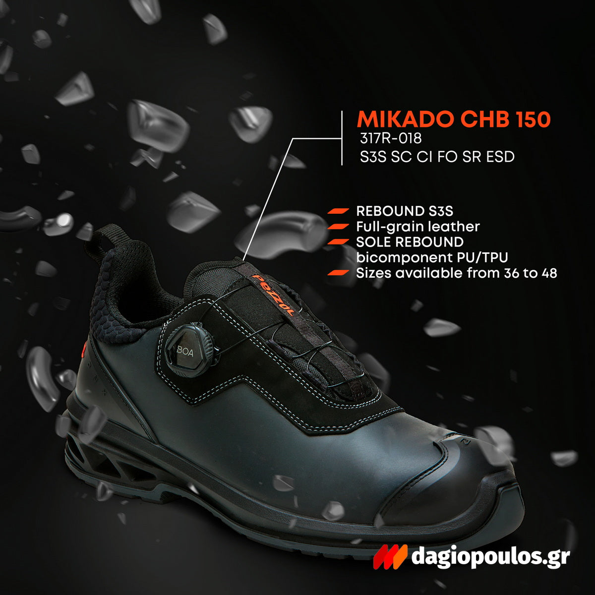 Pezzol Mikado CHB 150 S3S SC CI FO SR ESD Παπούτσια Ασφαλείας Εργαζομένων Χαμηλά Με Προστασία Ιταλίας