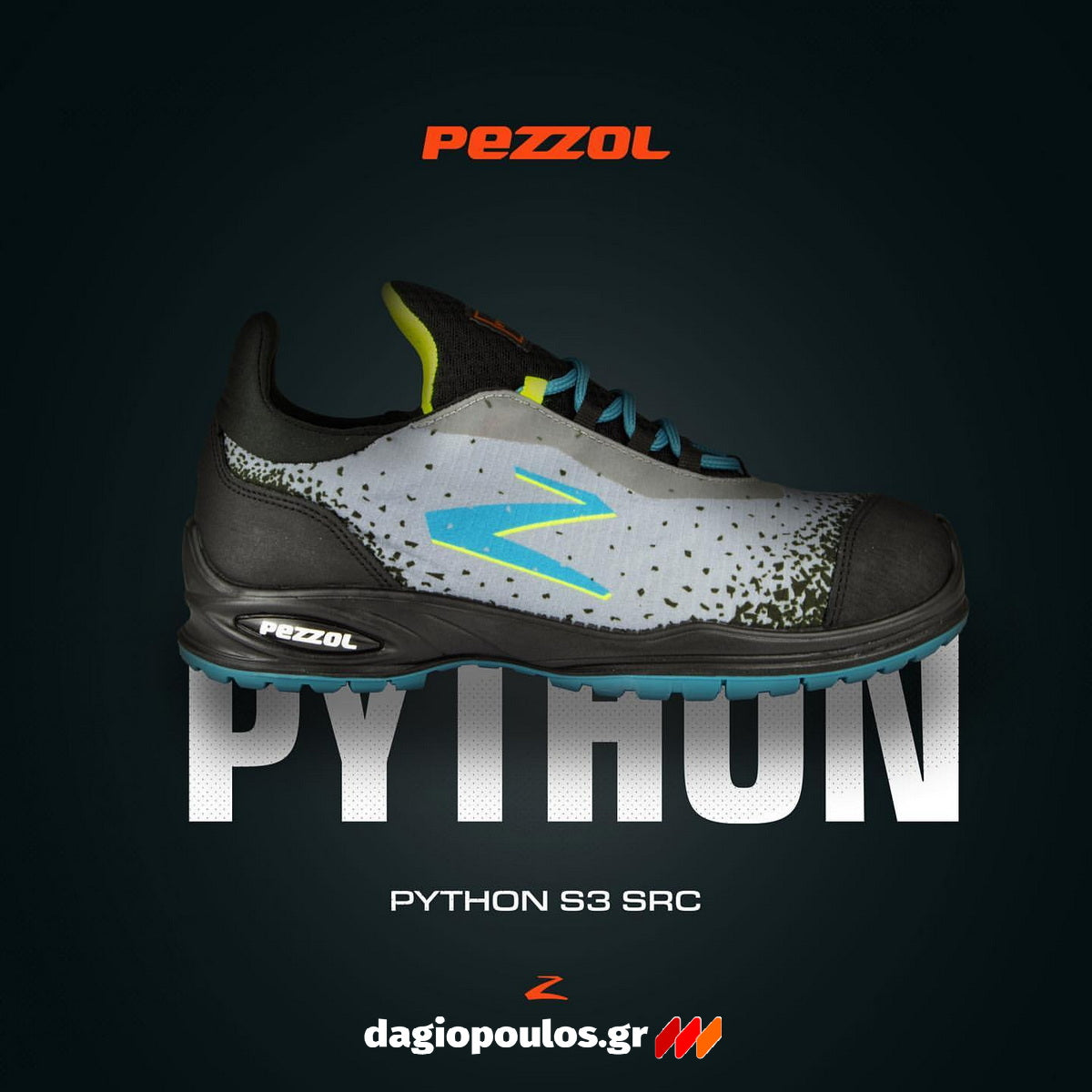 Pezzol Python S3S FO SR Παπούτσια Ασφαλείας Εργαζομένων Χαμηλά Με Προστασία Ιταλίας
