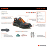 Pezzol Shelby Orange S3 SRC Παπούτσια Ασφαλείας Εργαζομένων Χαμηλά Με ΜΗ Μεταλλική Προστασία Ιταλίας