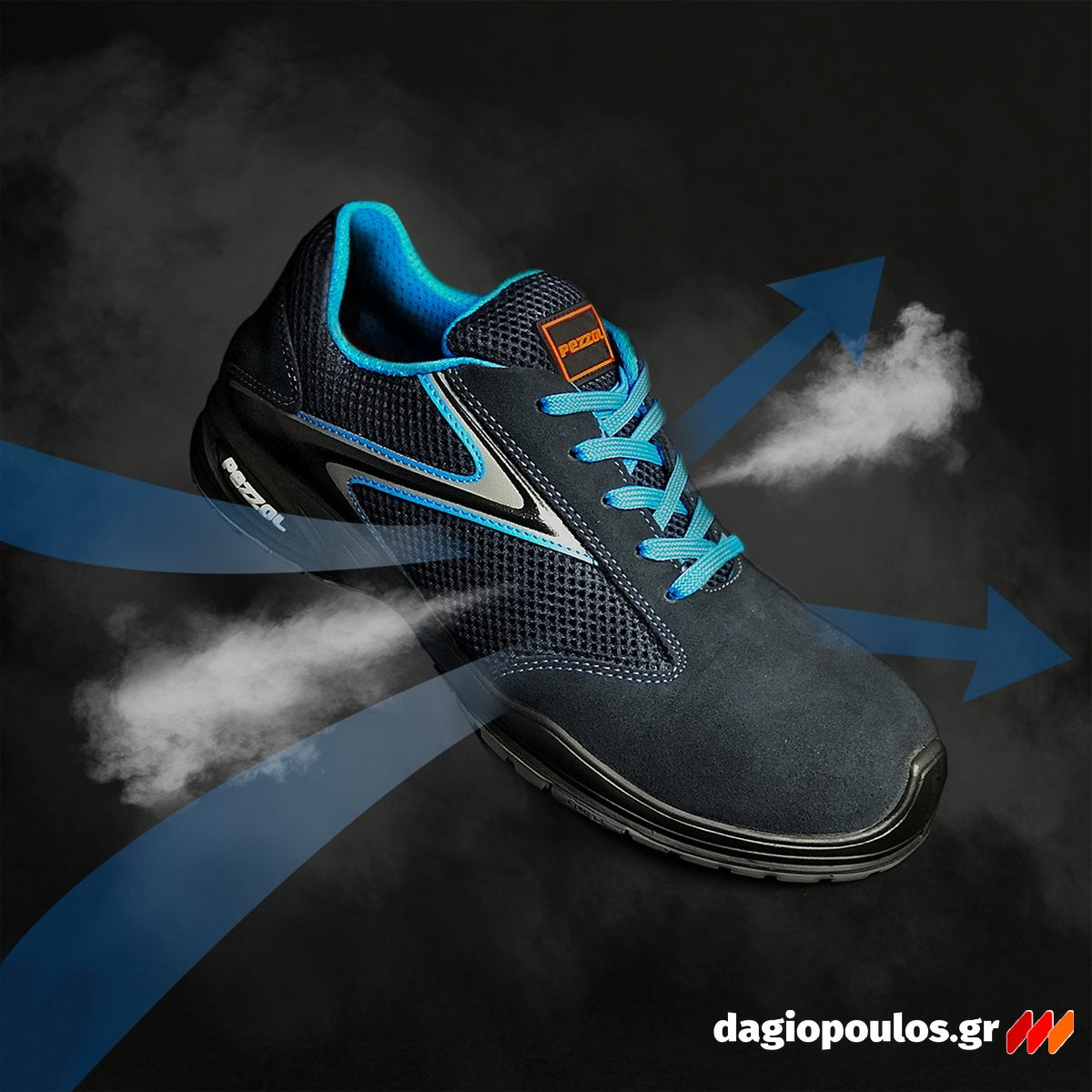 Pezzol Yoto S1PS FO SR ESD Παπούτσια Ασφαλείας Εργαζομένων Χαμηλά Με ΜΗ Μεταλλική Προστασία Ιταλίας