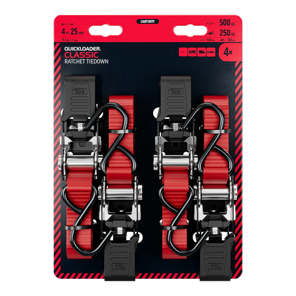 Quickloader QCL500LDR Classic Ιμάντες Φορτιών 4mtr x 25mm Σετ 4 Τεμ