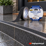 HPX Safety Grip Αυτοκόλλητη Αντιολισθητική Ταινία Ασφαλείας 25mm x 5mtr ΜΑΥΡΗ