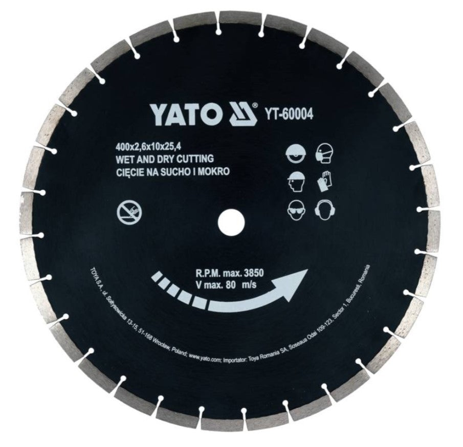 Yato YT-60004 Δίσκος Διαμαντέ (Διαμαντόδισκος) Κοπής Βενζινοκίνητου Κόφτη Μπετόν 400mm