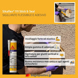 Sika Sikaflex 111 Stick & Seal Ελαστικό Συγκολλητικό Σφραγιστικό 290ml ΛΕΥΚΟ