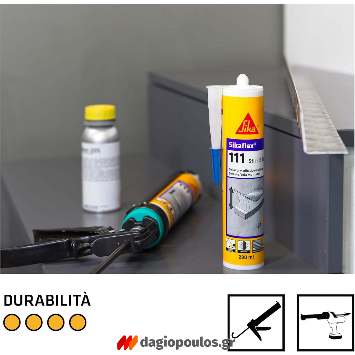 Sika Sikaflex 111 Stick & Seal Ελαστικό Συγκολλητικό Σφραγιστικό 290ml ΛΕΥΚΟ