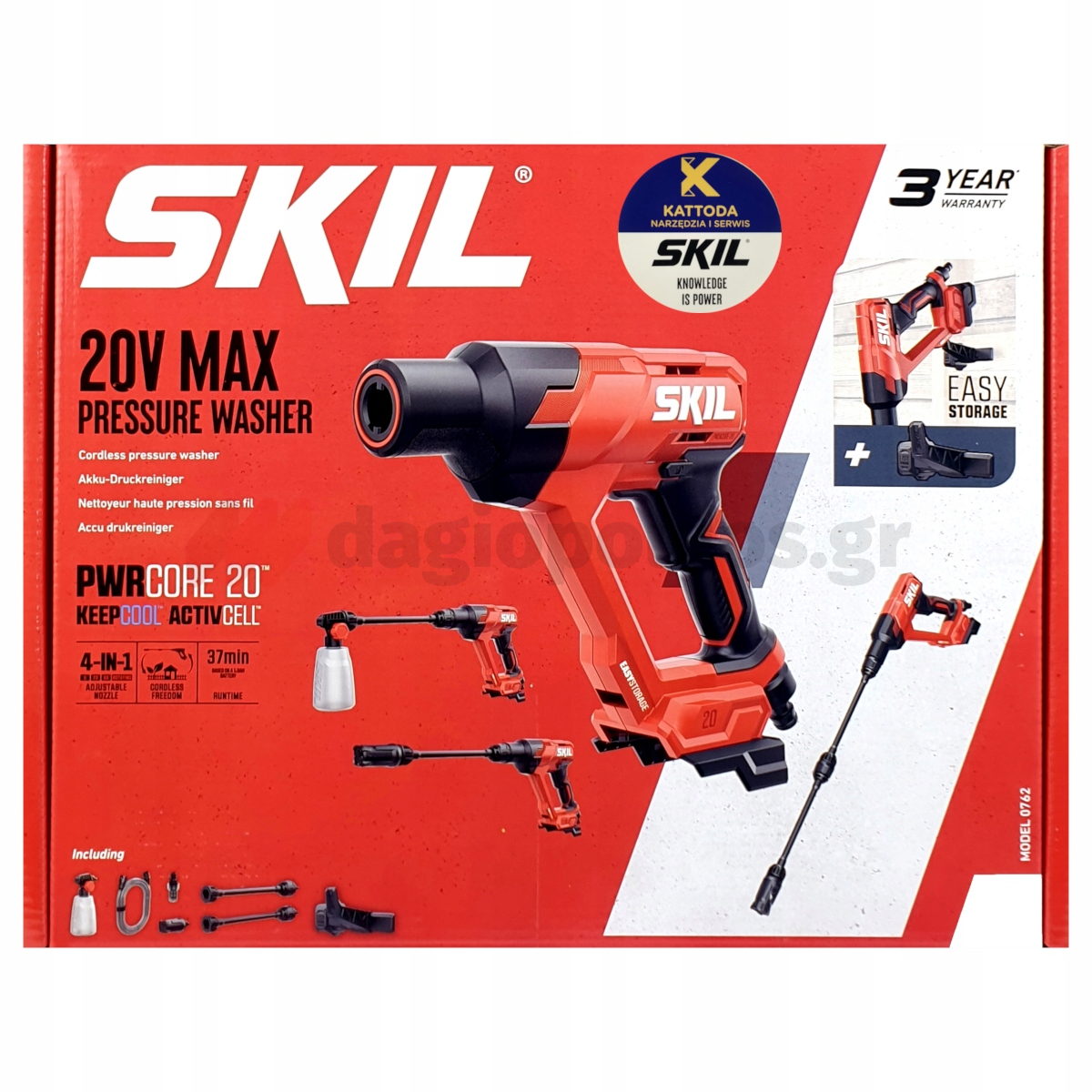 Skil 0762 CA 20V Max Πλυστικό Υψηλής Πίεσης Μπαταρίας 20V Li-Ion 24Bar SOLO