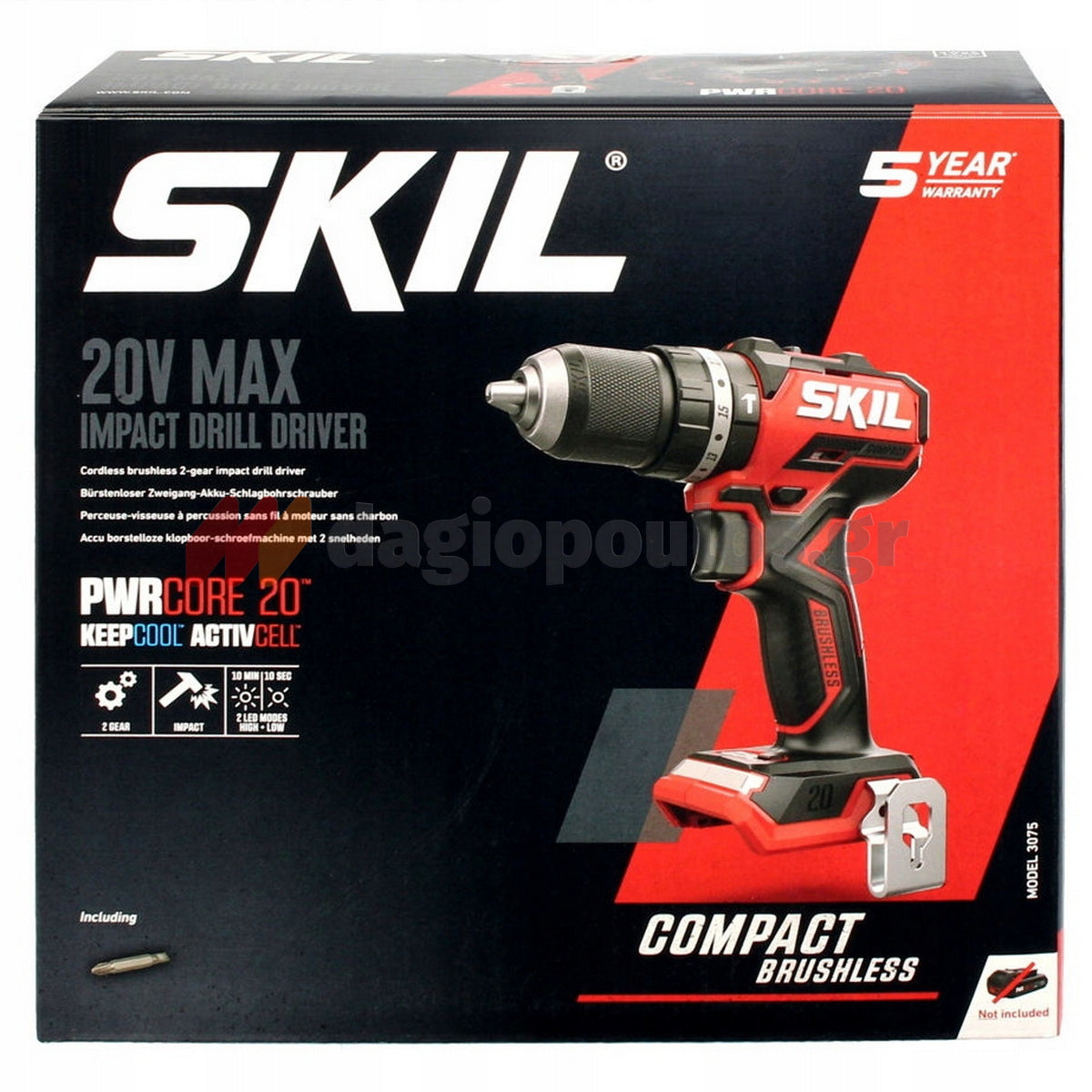 Skil 3075 CA 20V Max Brushless Κρουστικό Δραπανοκατσάβιδο Μπαταρίας 18V Li-Ion & & 3110 AA Μπαταρία 2.5Ah Φορτιστής Τσάντα
