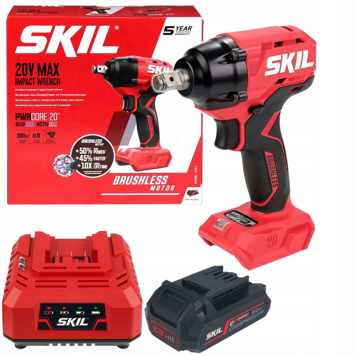 Skil 3241 CA 20V Max Brushless Μπουλονόκλειδο Μπαταρίας 1/2" 20V Li-Ion & 3116 AA Μπαταρία 2.0Ah - Φορτιστής