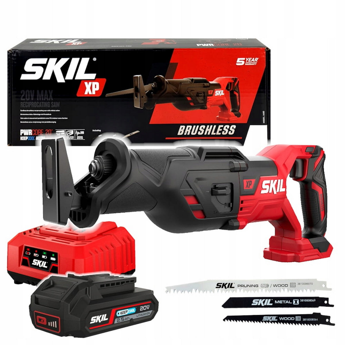 Skil 3480 CA 20V Max Brushless Σπαθοσέγα (Σεγάτσα) Μπαταρίας 18V Li-Ion Με Μπαταρία 4.0Ah