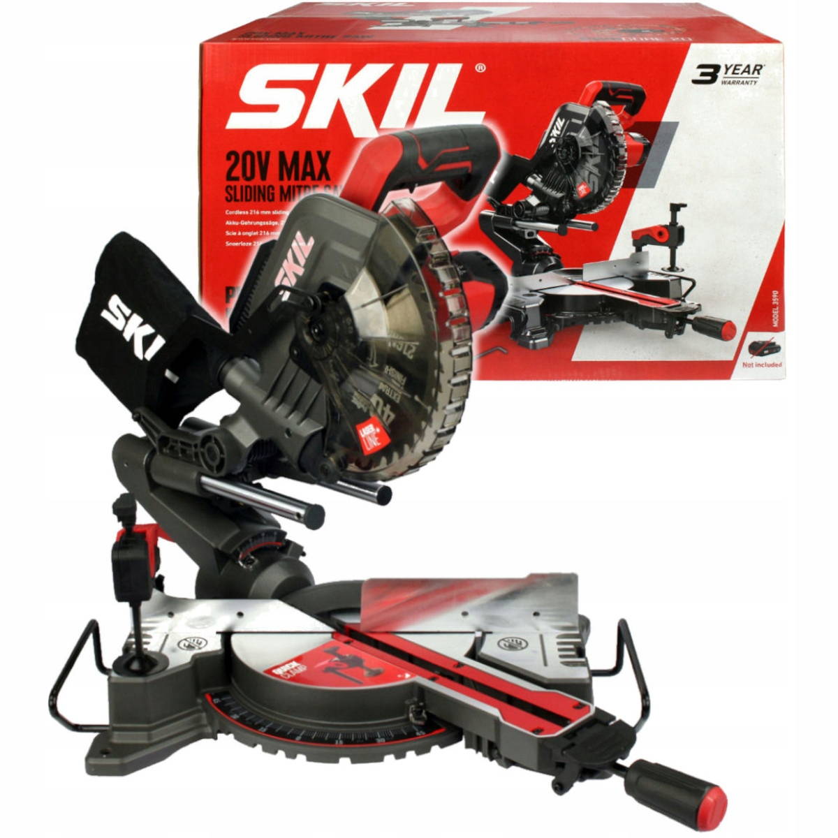 Skil 3590 CA 20V Max Φαλτσοπρίονο Πάγκου Συρόμενο (Radial) Μπαταρίας 18V Li-Ion 216mm Με 2 Μπαταρίες 4.0Ah