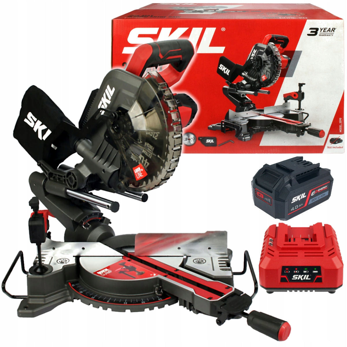 Skil 3590 CA 20V Max Φαλτσοπρίονο Πάγκου Συρόμενο (Radial) Μπαταρίας 18V Li-Ion 216mm Με 2 Μπαταρίες 4.0Ah