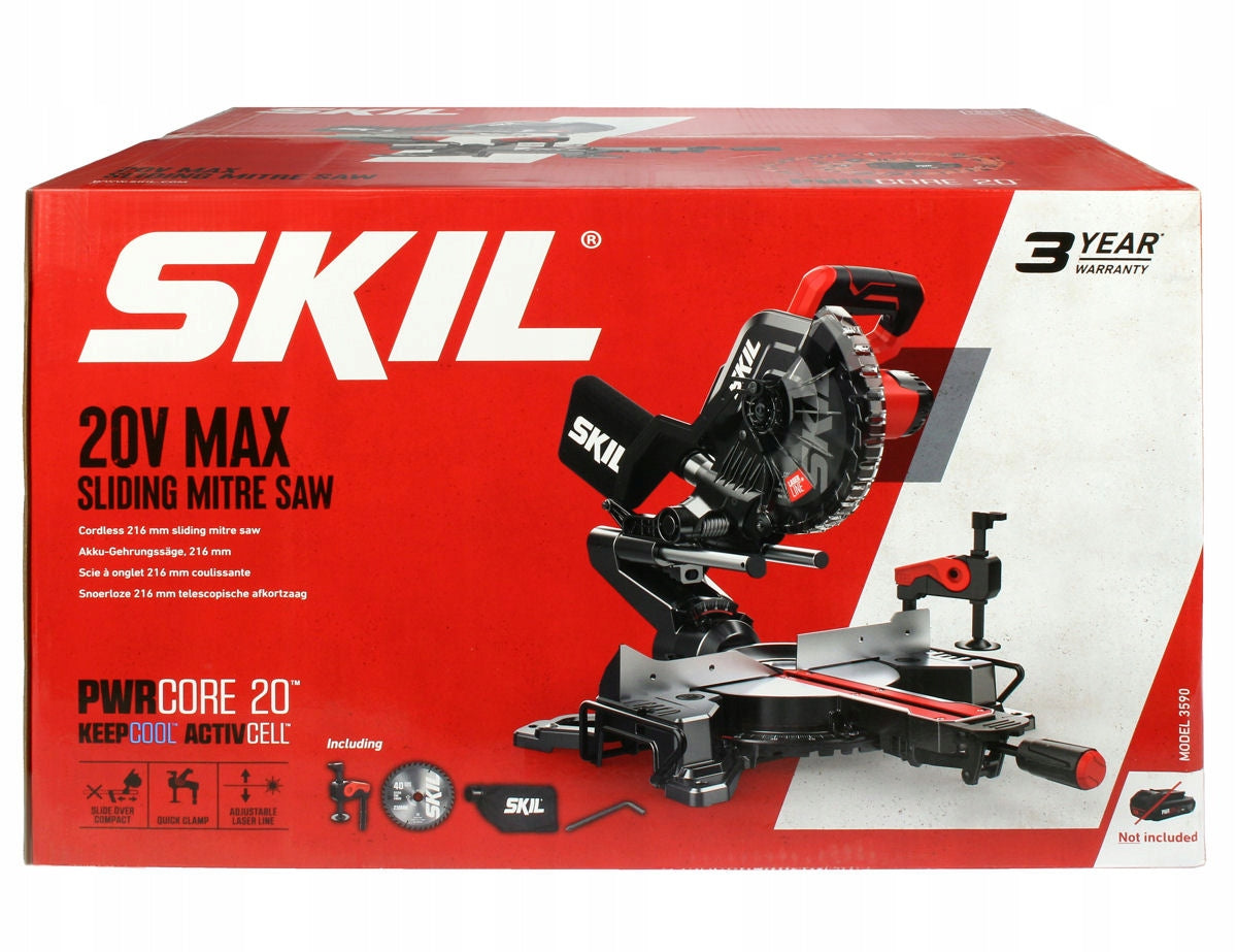 Skil 3590 CA 20V Max Φαλτσοπρίονο Πάγκου Συρόμενο (Radial) Μπαταρίας 18V Li-Ion 216mm Με 2 Μπαταρίες 4.0Ah