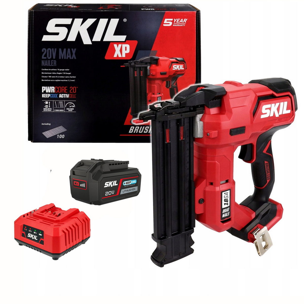 Skil 3885 CA 20V Max Brushless Καρφωτικό Μπαταρίας 18V Li-Ion & Μπαταρία - Φορτιστή 3111 AA