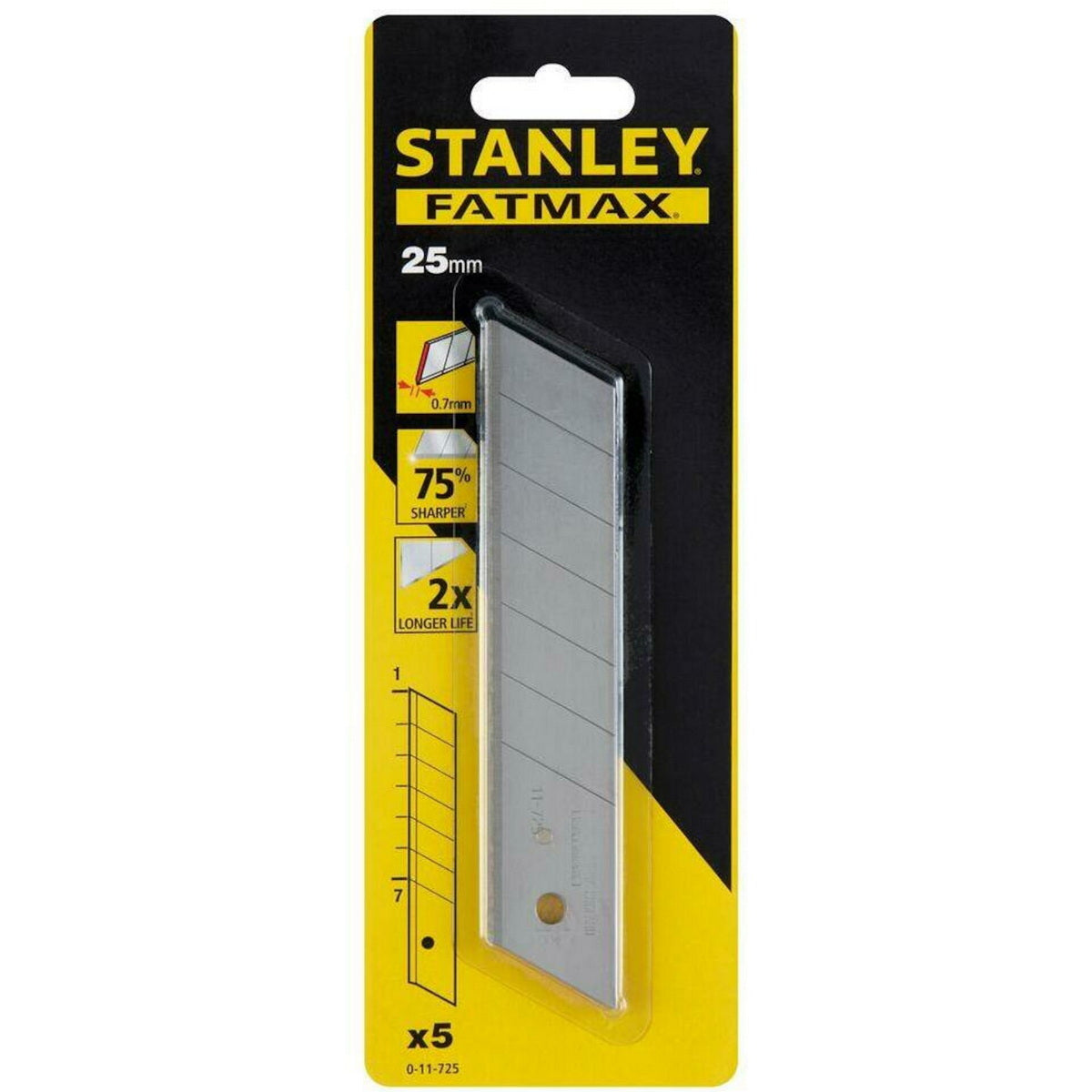 Stanley 0-11-725 Fatmax Συλλογή Λεπίδες (Λάμες) Ανταλλακτικές Ξυραφιού (Φαλτσέτας) 25mm Σετ 5 Τεμ