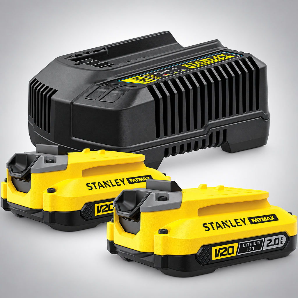 Stanley SFMCB12D2 Fatmax V20 Συλλογή Φορτιστής Με 2 Μπαταρίες 18V Li-Ion 2.0Ah