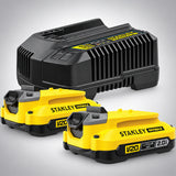 Stanley SFMCB12D2 Fatmax V20 Συλλογή Φορτιστής Με 2 Μπαταρίες 18V Li-Ion 2.0Ah