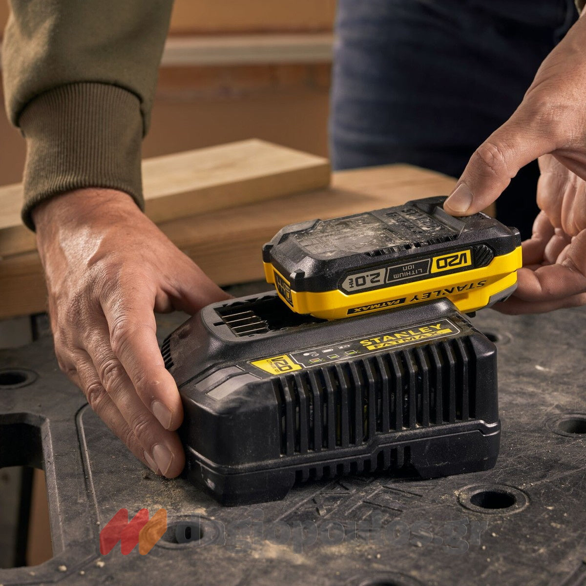 Stanley SFMCB12D2 Fatmax V20 Συλλογή Φορτιστής Με 2 Μπαταρίες 18V Li-Ion 2.0Ah