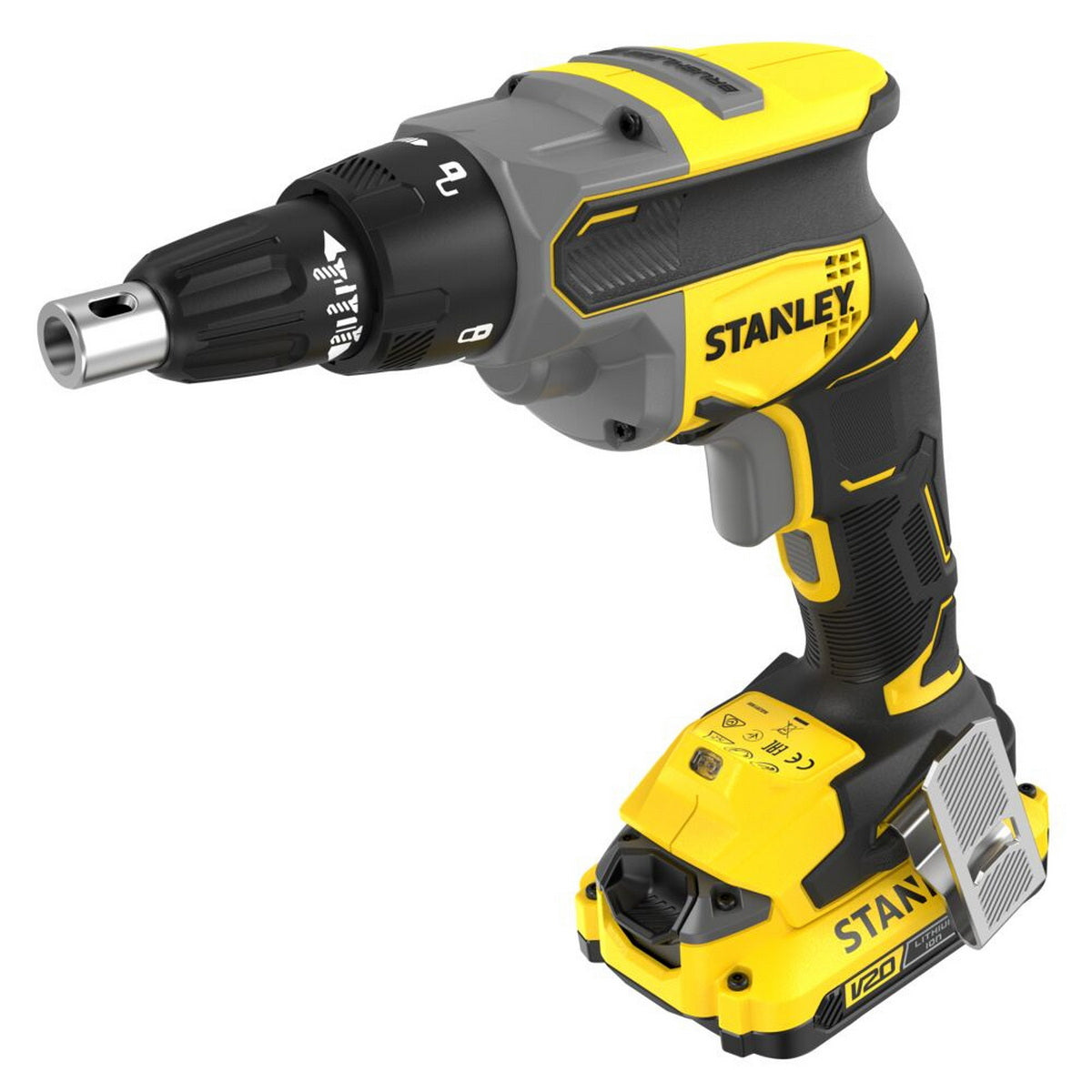 Stanley SFMCK367M2T-QS V20 Συλλογή Brushless Πνευματικό Πιστολέτο, Γωνιακός Τροχός, Κατσαβίδι Γυψοσανίδας 2 Μπατ.4.0Ah, Φορτιστής, Βαλίτσα ProStack