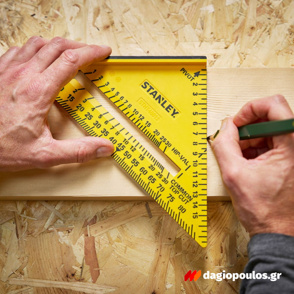Stanley STHT46012-0 Fatmax QUICKSQUARE® Επαγγελματικός Χάρακας - Τρίγωνο - Γωνιόμετρο Μέτρησης & Σχεδιασμού ABS 180mm Διπλής Κλίμακας