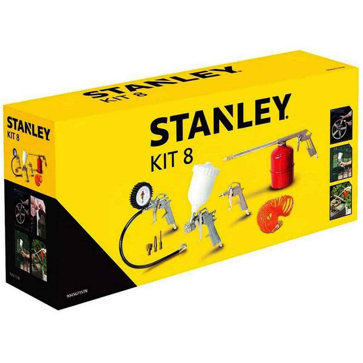 Stanley 9045671STN Συλλογή Εργαλείων Αέρος Φυσητήρας - Αερόμετρο - Πιστόλι Βαφής Σπιράλ Σωλήνα Σετ 8 Τεμ