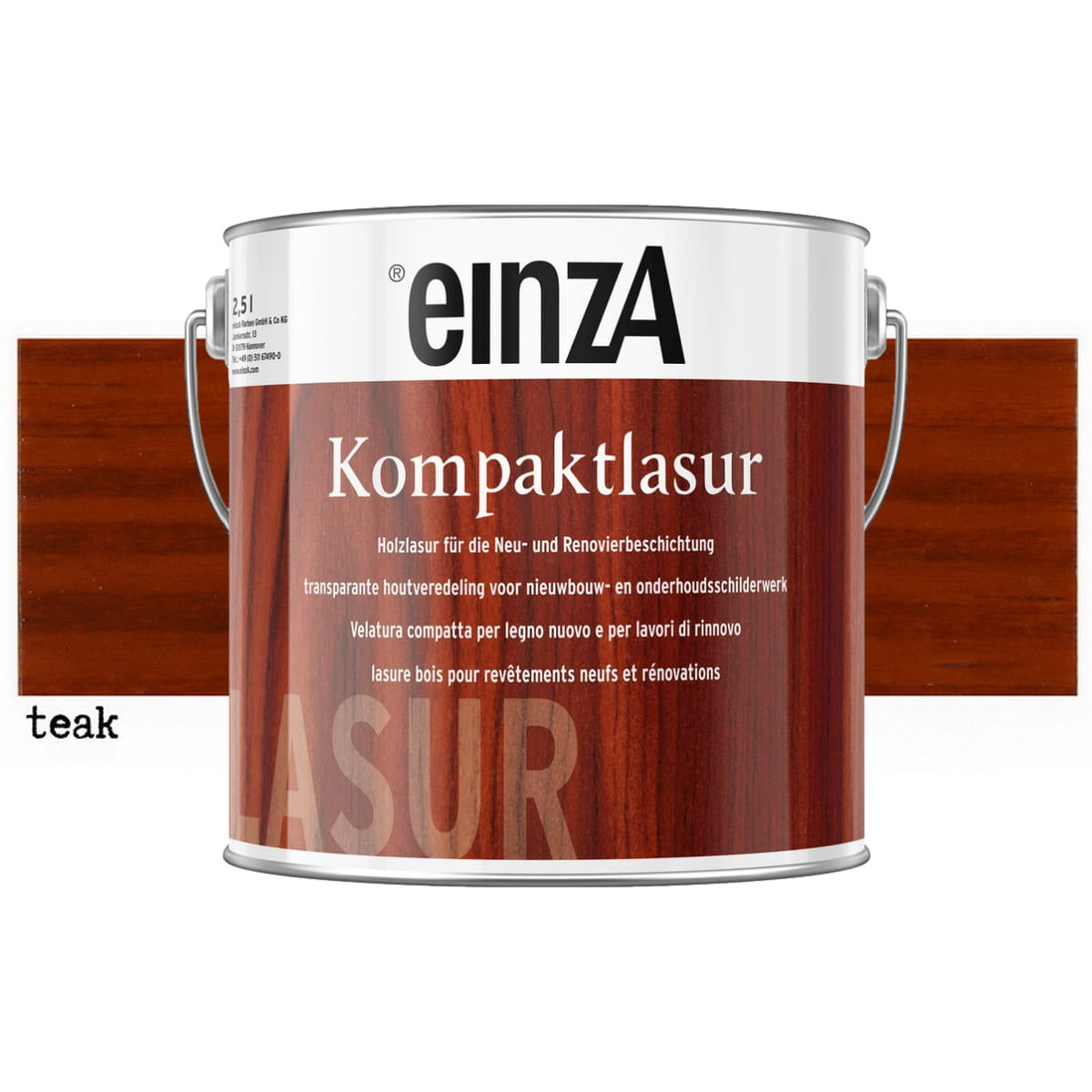 einzA Kompaktlasur Βερνίκι Εμποτισμού Προστασίας Ξύλου Διαλύτου ΤΗΚ (TEAK)