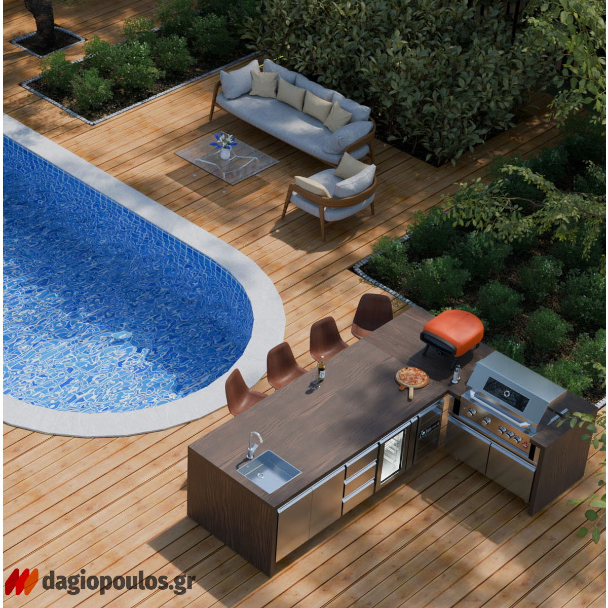 Thermogatz SEMI-PROF TGH-BI-B4-G BBQ Ψησταριά Υγραερίου 4+1 Εστιών 19.3kW