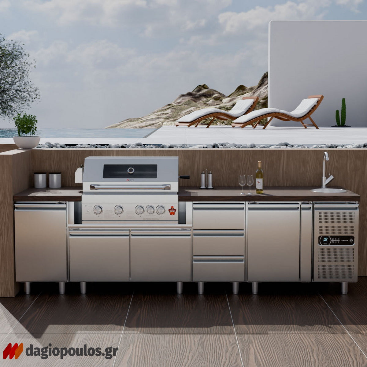 Thermogatz SEMI-PROF TGH-BI-B4-G BBQ Ψησταριά Υγραερίου 4+1 Εστιών 19.3kW