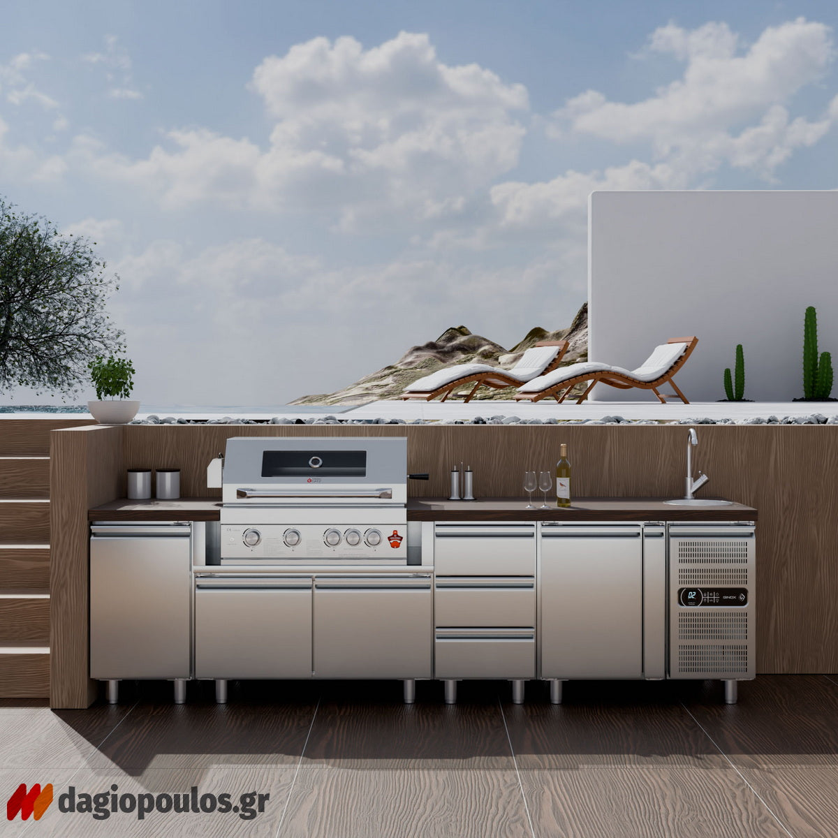 Thermogatz SEMI-PROF TGH-BI-B4-G BBQ Ψησταριά Υγραερίου 4+1 Εστιών 19.3kW