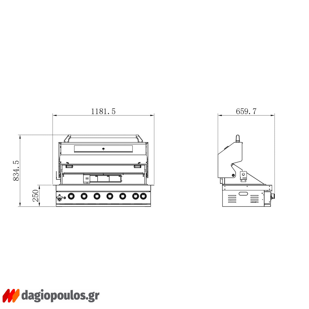 Thermogatz SEMI-PROF TGH-BI-B8B-G BBQ Ψησταριά Υγραερίου 6+1 Εστιών 26.7kW