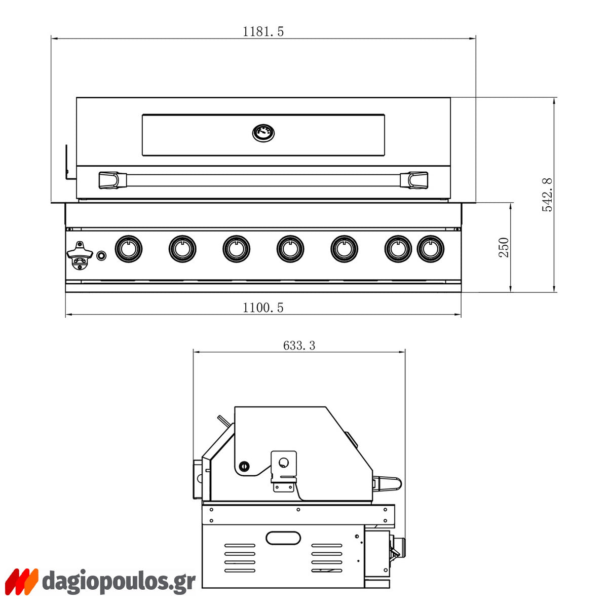 Thermogatz SEMI-PROF TGH-BI-B8B-G BBQ Ψησταριά Υγραερίου 6+1 Εστιών 26.7kW