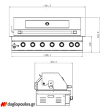 Thermogatz SEMI-PROF TGH-BI-B8B-G BBQ Ψησταριά Υγραερίου 6+1 Εστιών 26.7kW