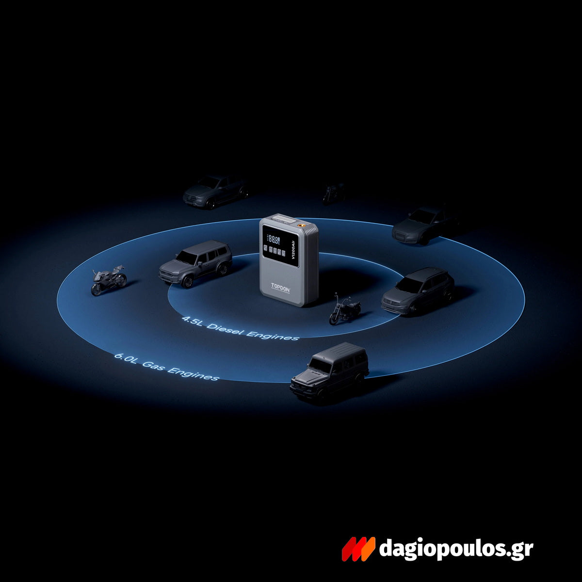 Topdon V1200Air Φορητός Εκκινητής (Starter) - Power Bank Μπαταρίας Αυτοκινήτου 12V 1200Α 10Ah