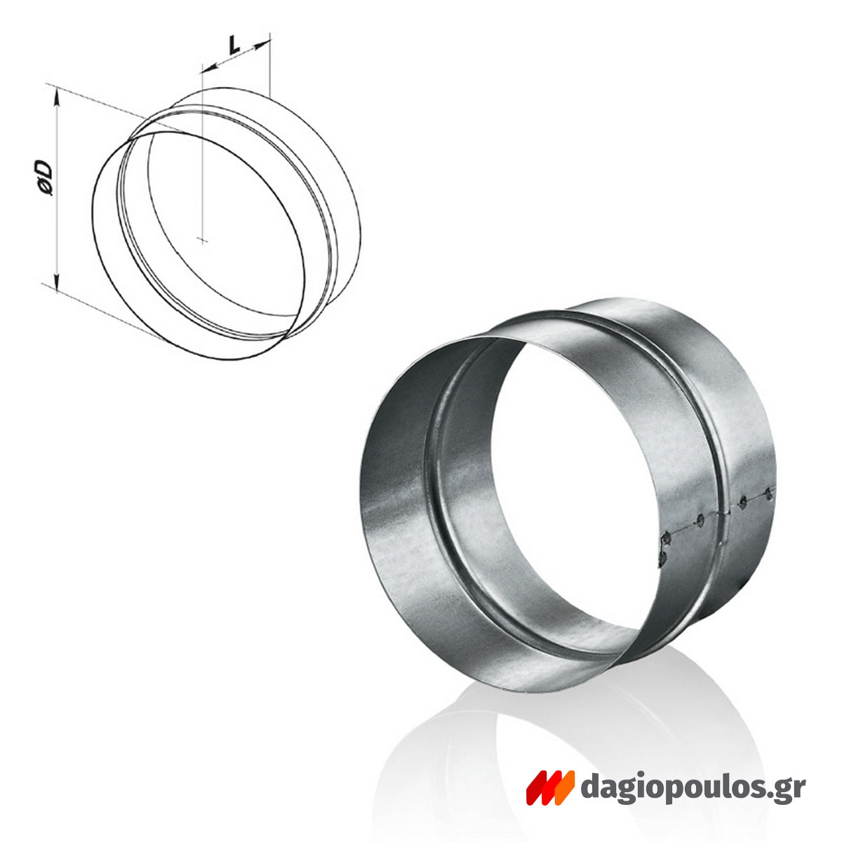 Vents PM 100 Zn Μούφα Σύνδεσης Για Έυκαμπτους Σωλήνες Γαλβανιζέ 100mm