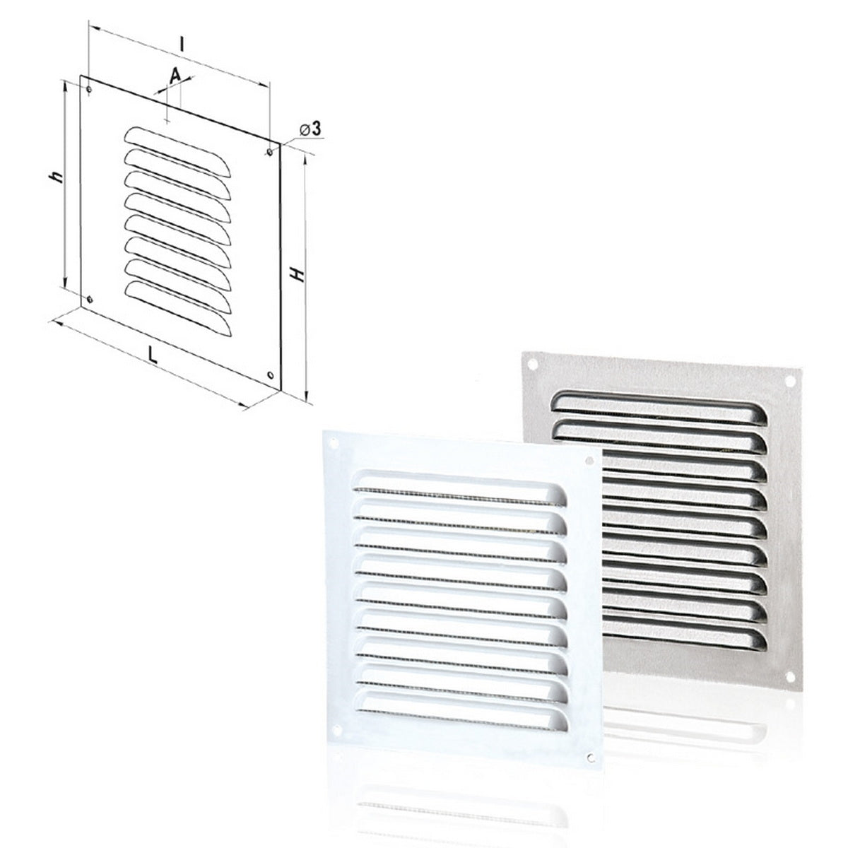 Vents Καπάκι Εξαερισμού Αλουμινίου Με Σήτα 150mm x 200mm ΛΕΥΚΟ