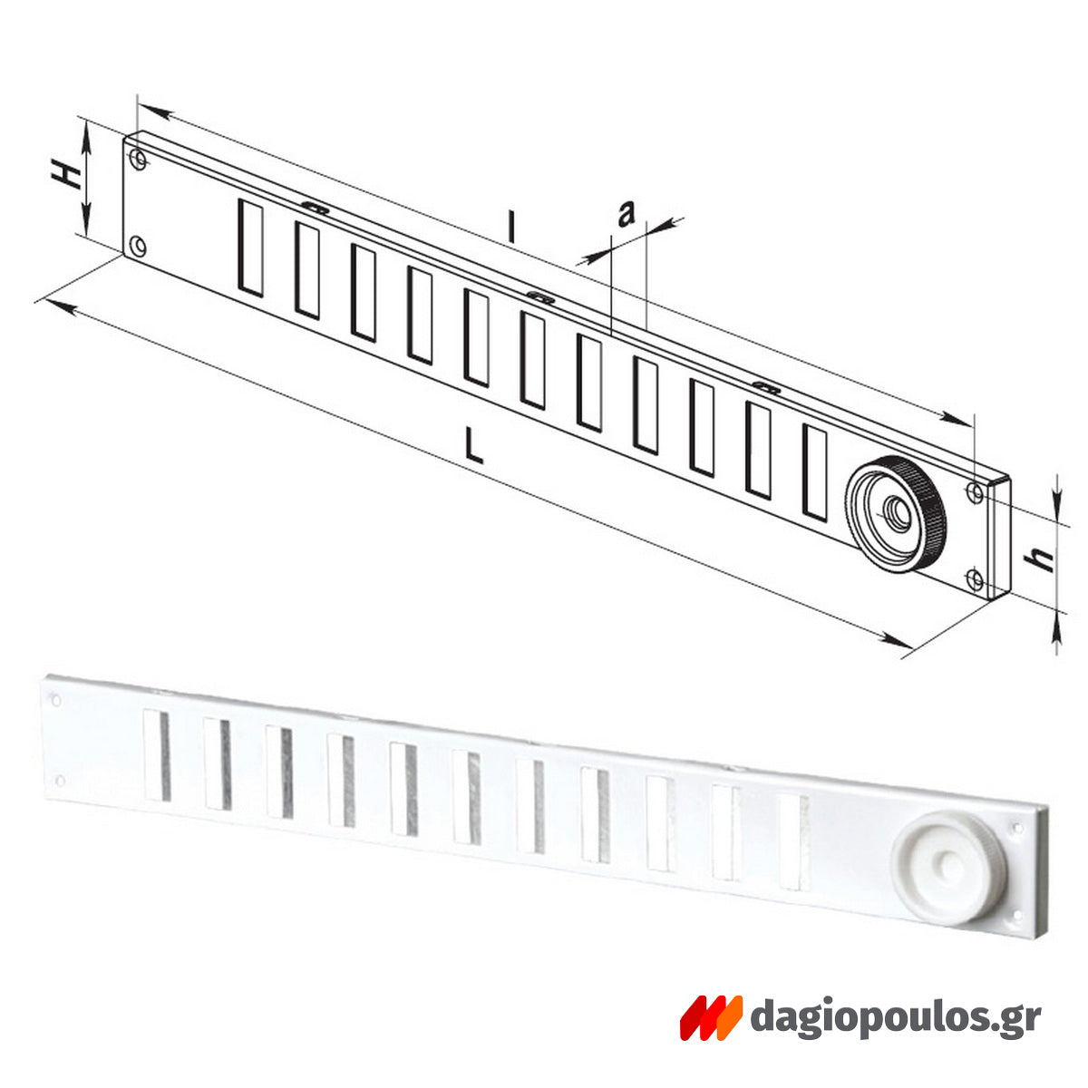 Vents MVMPO Καπάκι Σχάρα Εξαερισμού Αλουμινίου Ρυθμιζόμενο Με Βίδα 370mm x 40mm ΑΣΗΜΙ