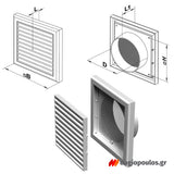 Vents Καπάκι Εξαερισμού Πλαστικό Με Σίτα Τετράγωνο και Αποσπώμενες Γρίλιες Πλαστικό 100mm ΓΚΡΙ