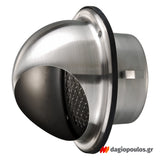 Vents MVM 102 Στόμιο Εξαερισμού Κεκλιμένο Με Προστασία & Σίτα Ανοξείδωτο Φ100mm