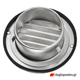 Vents MVM 102 Στόμιο Εξαερισμού Κεκλιμένο Με Προστασία & Σίτα Ανοξείδωτο Φ100mm