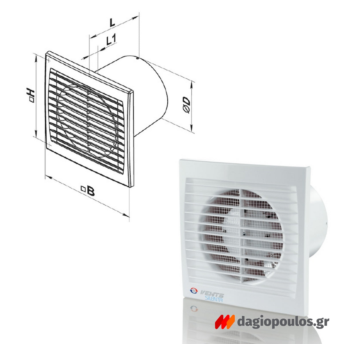 Vents Silenta-S 125 Ανεμιστήρας Τοίχου Χαμηλού Θορύβου Silenta Φ125mm